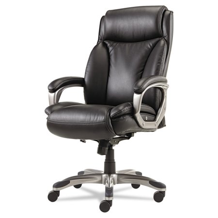 ALERA Leather Executive Chair, 20" to 23", Padded Arms, Black, Graphite ALEVN4119